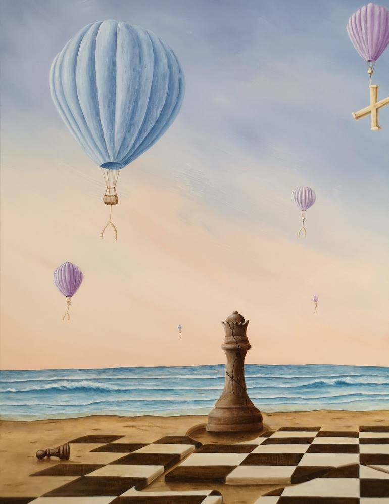 Original Surrealism Beach Painting by ASENSIR x