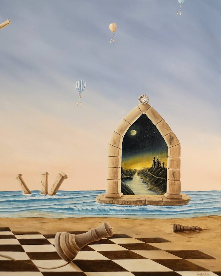 Original Surrealism Beach Painting by ASENSIR x