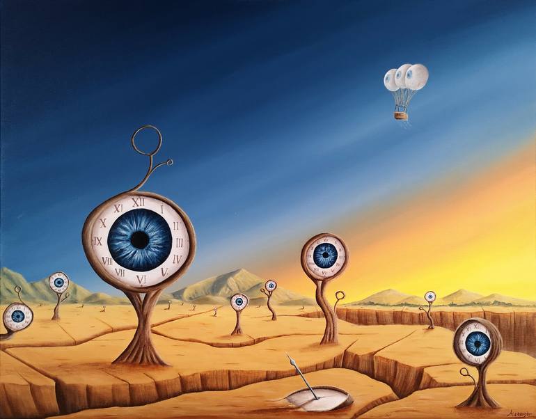 Original Time Painting by Asensir X  Surrealism Art on Canvas  Time No18