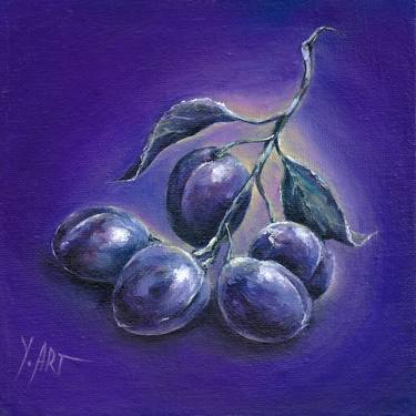 Monochromatic still life collection: violet plums thumb