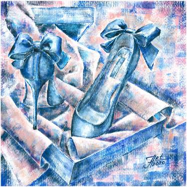 Colourful still life collection: blue and pink bow high heels thumb