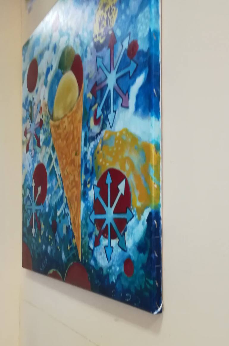Original Abstract Geometric Painting by Dimitra Christinaki
