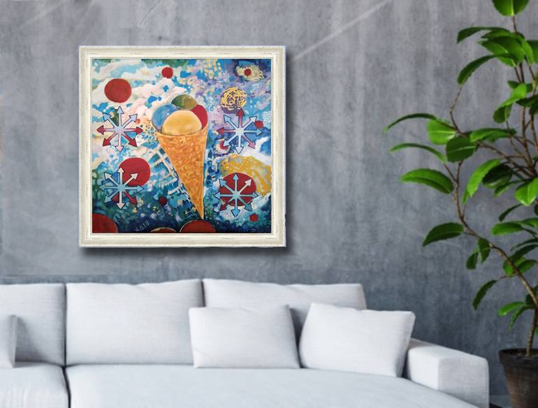 Original Abstract Geometric Painting by Dimitra Christinaki