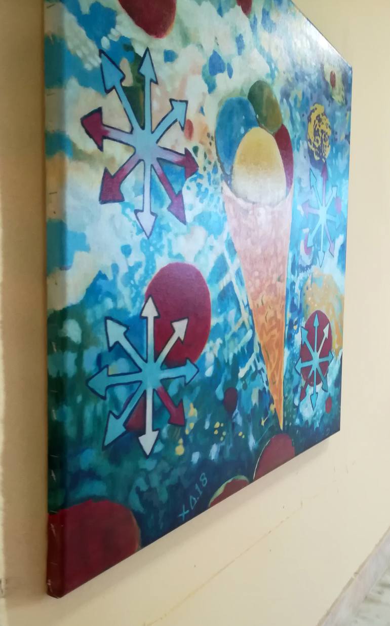 Original Abstract Geometric Painting by Dimitra Christinaki