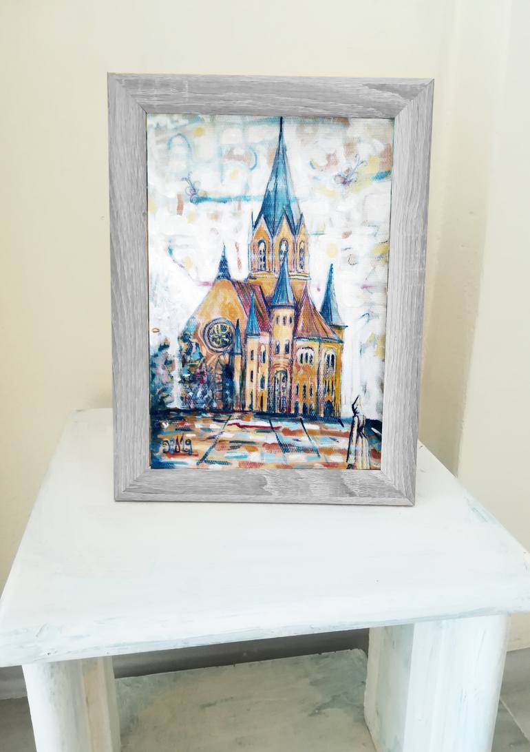 Original Abstract Expressionism Architecture Painting by Dimitra Christinaki