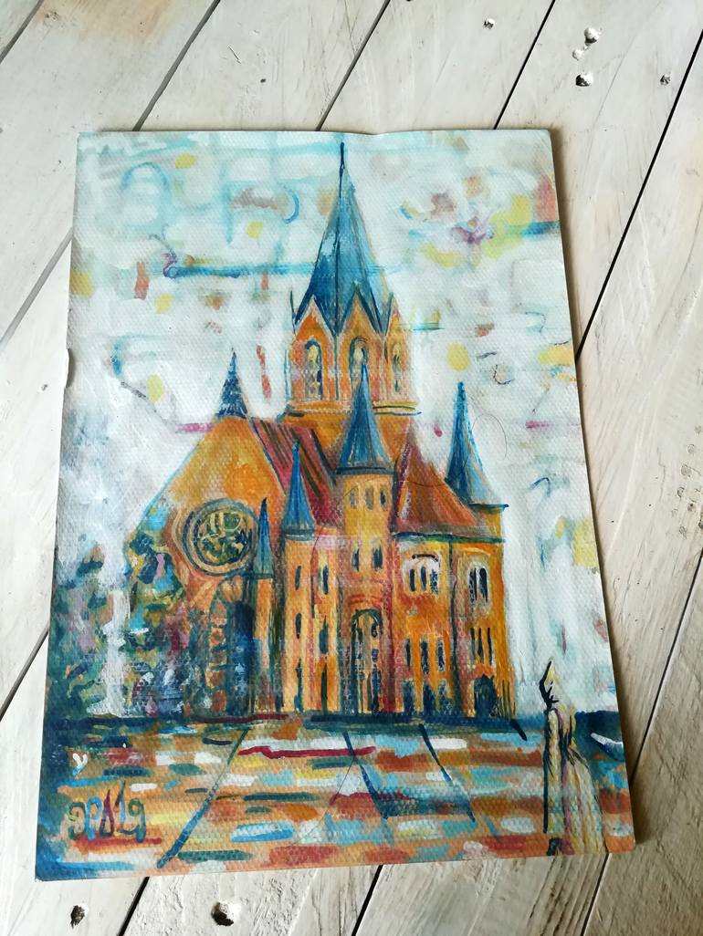 Original Abstract Expressionism Architecture Painting by Dimitra Christinaki
