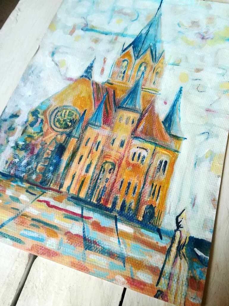 Original Abstract Expressionism Architecture Painting by Dimitra Christinaki