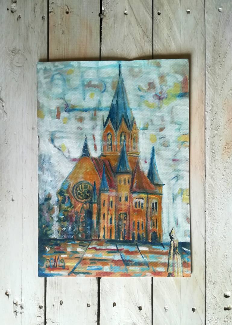 Original Abstract Expressionism Architecture Painting by Dimitra Christinaki