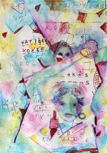 Print of Abstract Language Paintings by Dimitra Christinaki