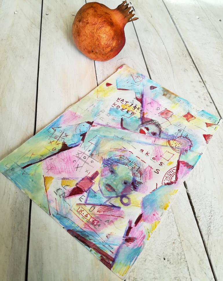 Original Abstract Language Painting by Dimitra Christinaki