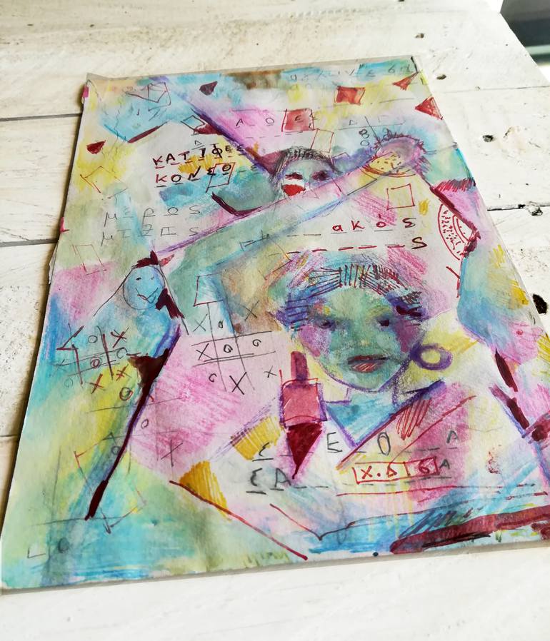 Original Abstract Language Painting by Dimitra Christinaki