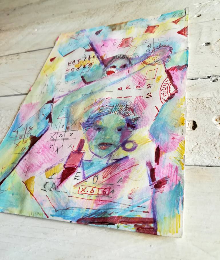 Original Abstract Language Painting by Dimitra Christinaki
