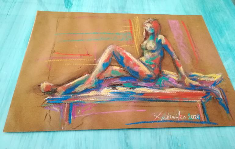 Original Abstract Nude Drawing by Dimitra Christinaki