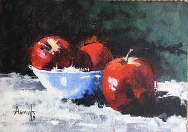 Red apples in porcelain bowl thumb