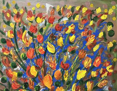 Print of Expressionism Floral Paintings by Ayuna Kanatkalieva
