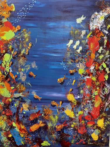 Original Expressionism Fish Paintings by Ayuna Kanatkalieva