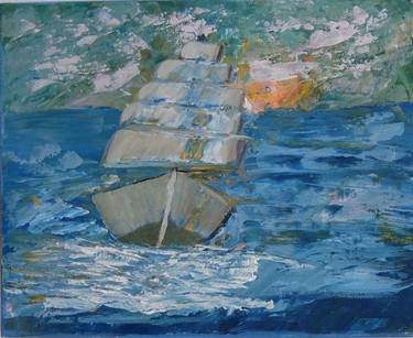 Original Fine Art Boat Paintings by Ayuna Kanatkalieva