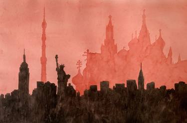 Original Abstract Cities Paintings by Kirill Parshenkov