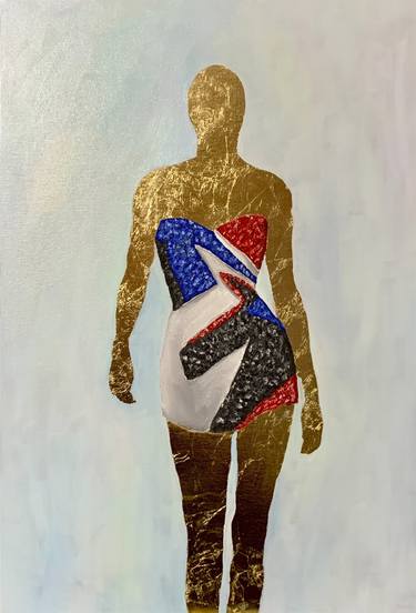 BE STRONG new media gold leaf Painting - Limited Edition of 1 thumb