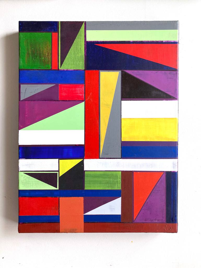 Original Abstract Geometric Painting by Louis Gribaudo