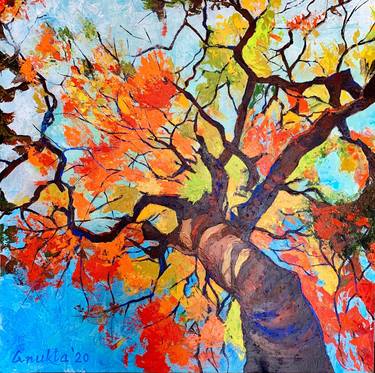 Print of Abstract Expressionism Tree Paintings by Anukta Mukherjee Ghosh