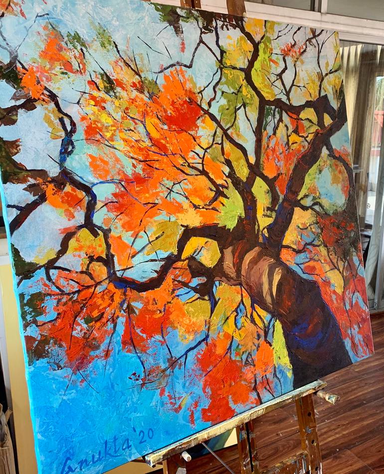 Original Abstract Expressionism Landscape Painting by Anukta Mukherjee Ghosh