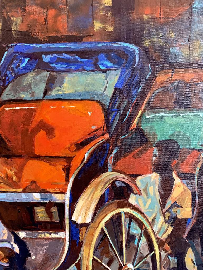 Original contemporary realism Transportation Painting by Anukta Mukherjee Ghosh