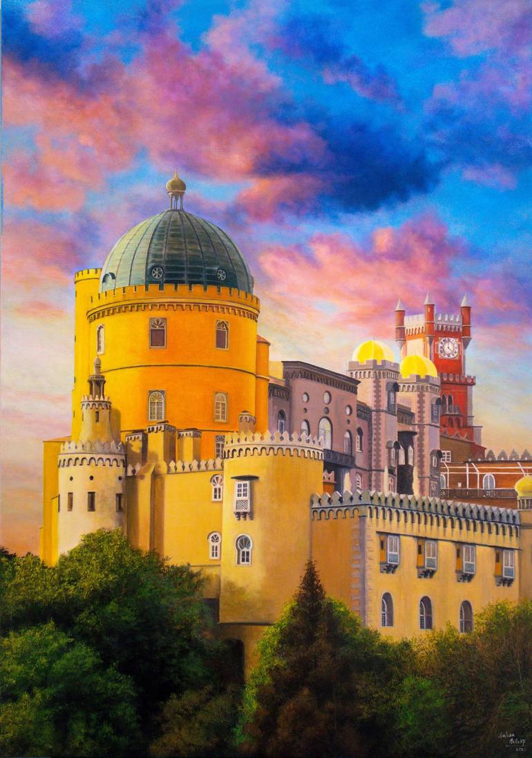 Pena National Palace, Sintra, Portugal Painting by Dreamframer Art - Pixels