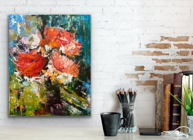 Original Abstract Expressionism Floral Painting by Natty Sviderskaia