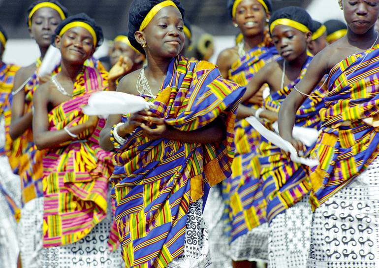 Girl Dancers Wearing Kente, Independence Day, Ghana 1994 - Limited ...