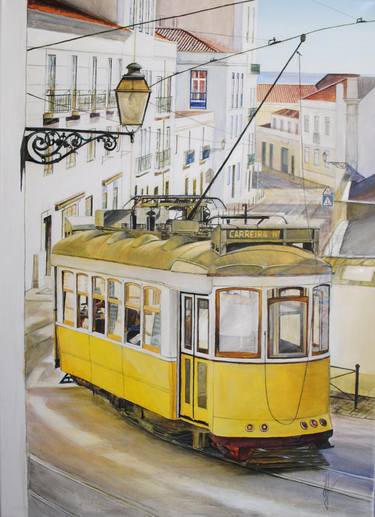 Yellow Tram, Lisbon, Portugal thumb