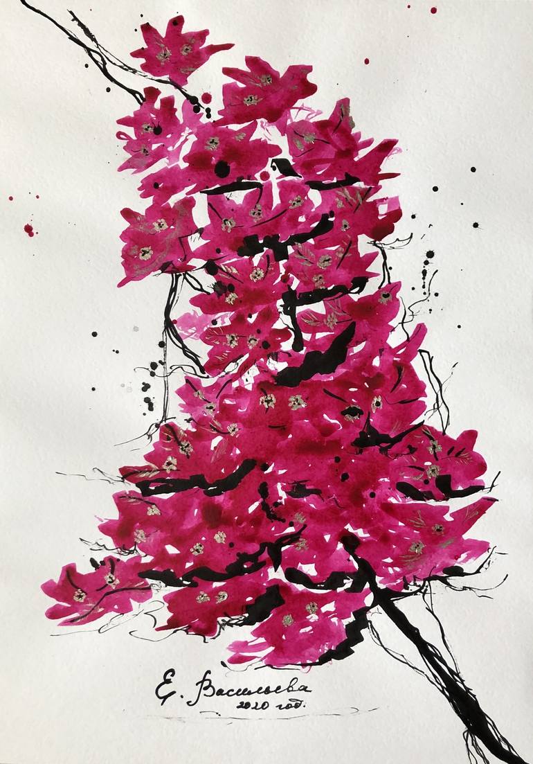 Bougainvillea Drawing by Ekaterina Bosak Saatchi Art