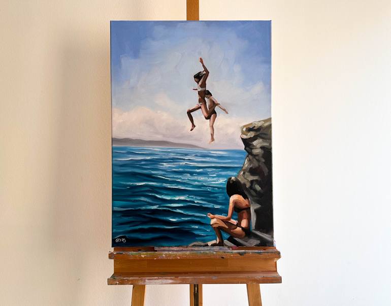 Original Figurative Seascape Painting by Daria Gerasimova
