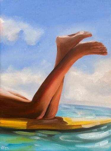 Surfer Painting - Surfing Ocean Female Feet thumb