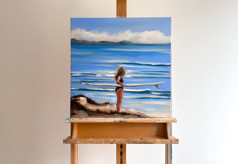 Original Figurative Beach Painting by Daria Gerasimova