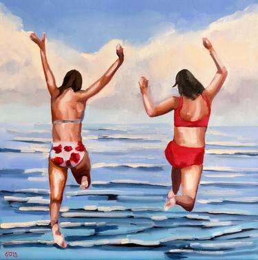 Jump into the sky - Summer Seascape Ocean Woman thumb