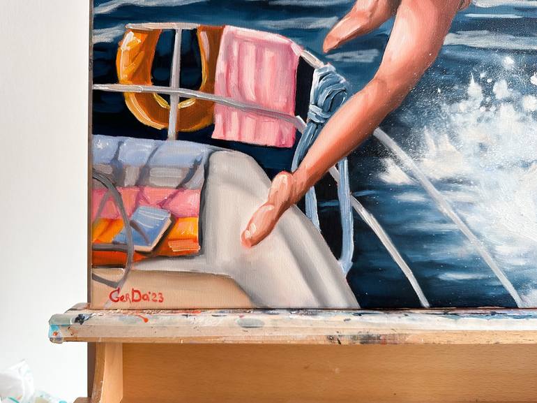 Original Pop Art Yacht Painting by Daria Gerasimova