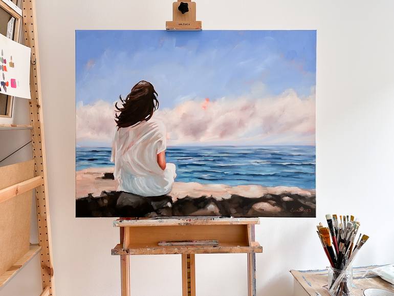 Original Figurative Seascape Painting by Daria Gerasimova