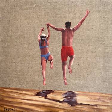 Jump with me - Couple Swimmer on Beach thumb