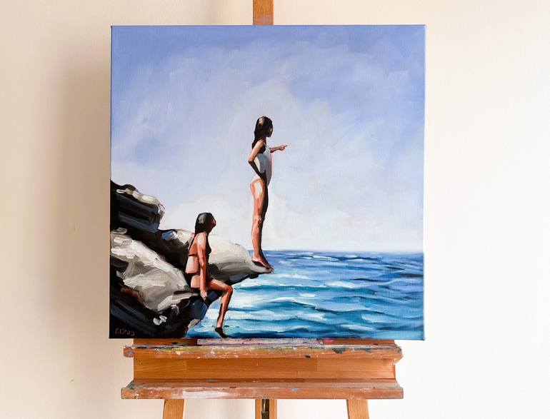 Original Figurative Seascape Painting by Daria Gerasimova