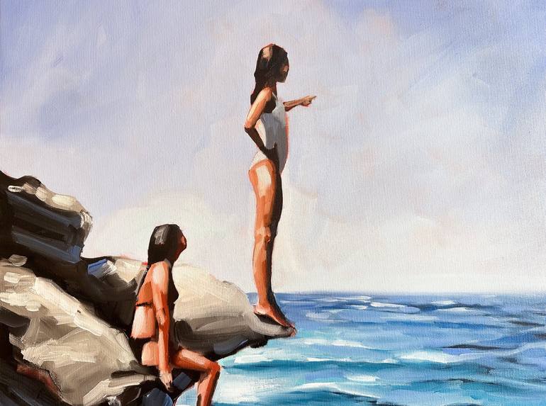 Original Figurative Seascape Painting by Daria Gerasimova