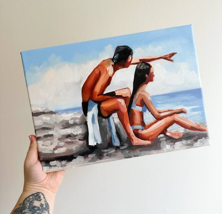 Original Figurative Beach Painting by Daria Gerasimova