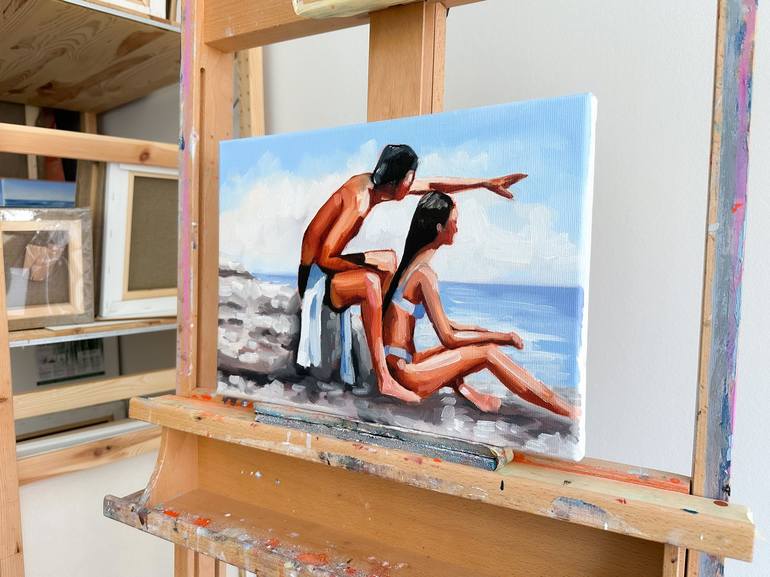 Original Figurative Beach Painting by Daria Gerasimova