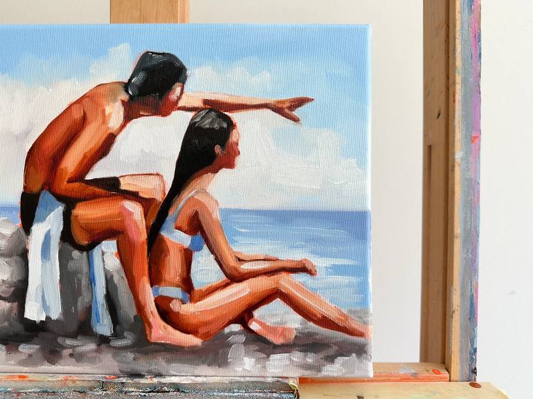 Original Figurative Beach Painting by Daria Gerasimova