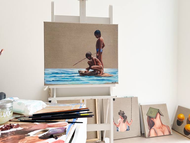 Original Figurative Children Painting by Daria Gerasimova