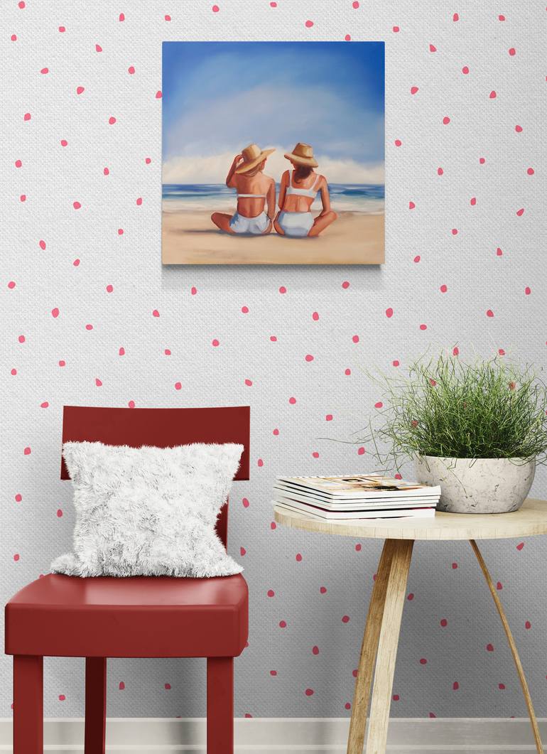 Original Figurative Beach Painting by Daria Gerasimova
