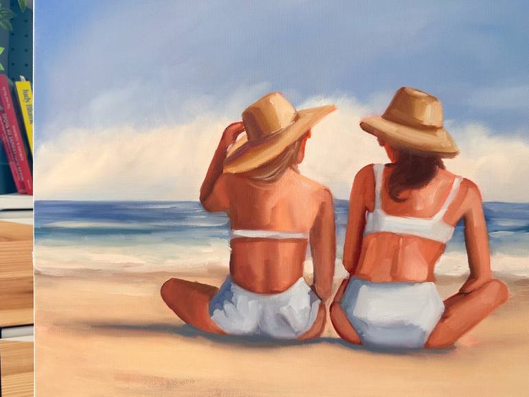 Original Figurative Beach Painting by Daria Gerasimova