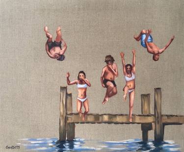 Original Figurative Beach Painting by Daria Gerasimova