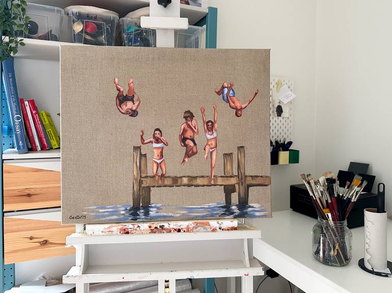 Original Figurative Beach Painting by Daria Gerasimova