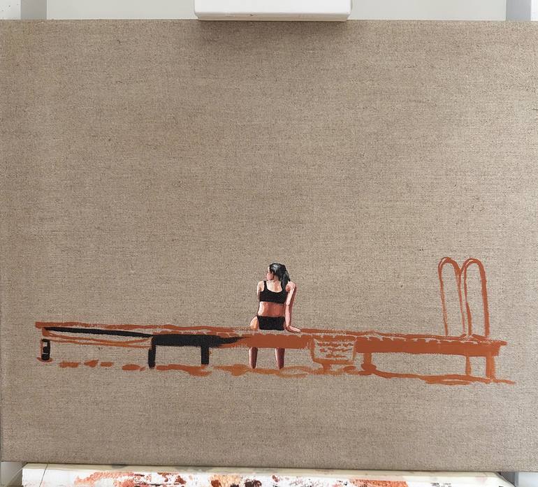 Original Minimalism Beach Painting by Daria Gerasimova